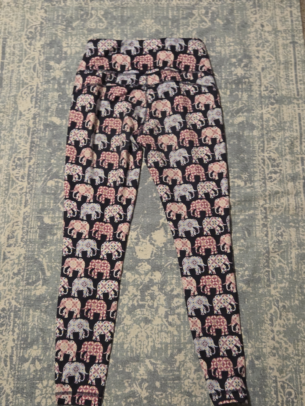 crown & ivy Navy Leggings with Pink & White Elephant Print Small Bohemian Boho